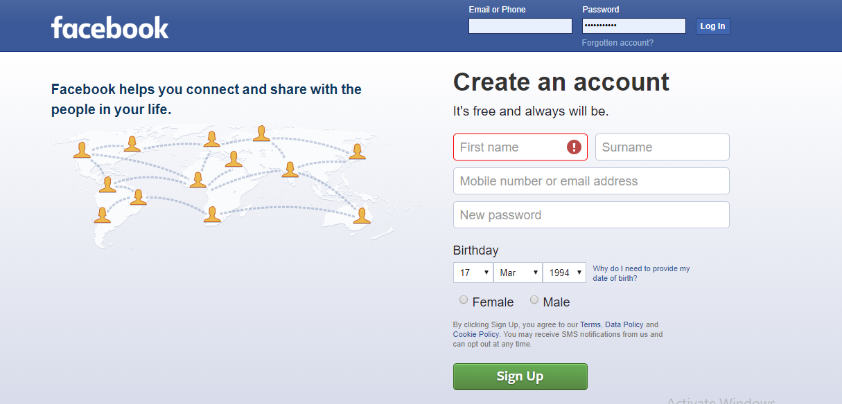 Facebook web design