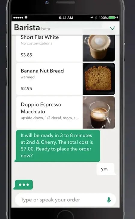Starbuck’s conversational AI tool for ordering.