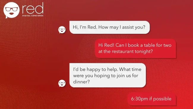 Conversational AI tool Red used for bookings and reservations.
