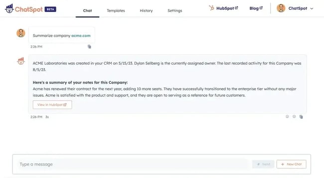 Conversational AI tool ChatSpot for customer service teams by HubSpot.