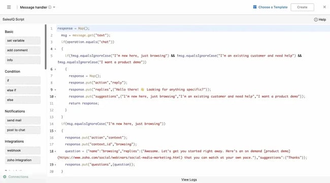 Conversational AI tool for customer service teams by Zoho CRM.