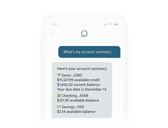 Capital One’s conversational AI tool Eno for account management.