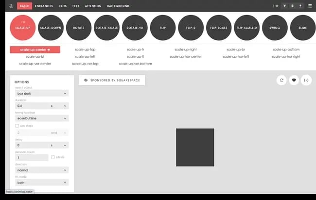 CSS animation generator: Animista