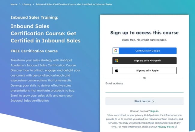 HubSpot inbound sales training course.