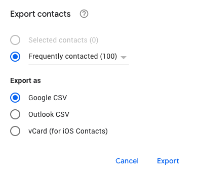 Export from Google