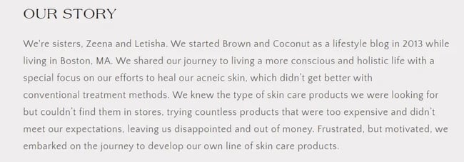 About Us Page Examples - Brown and Coconut